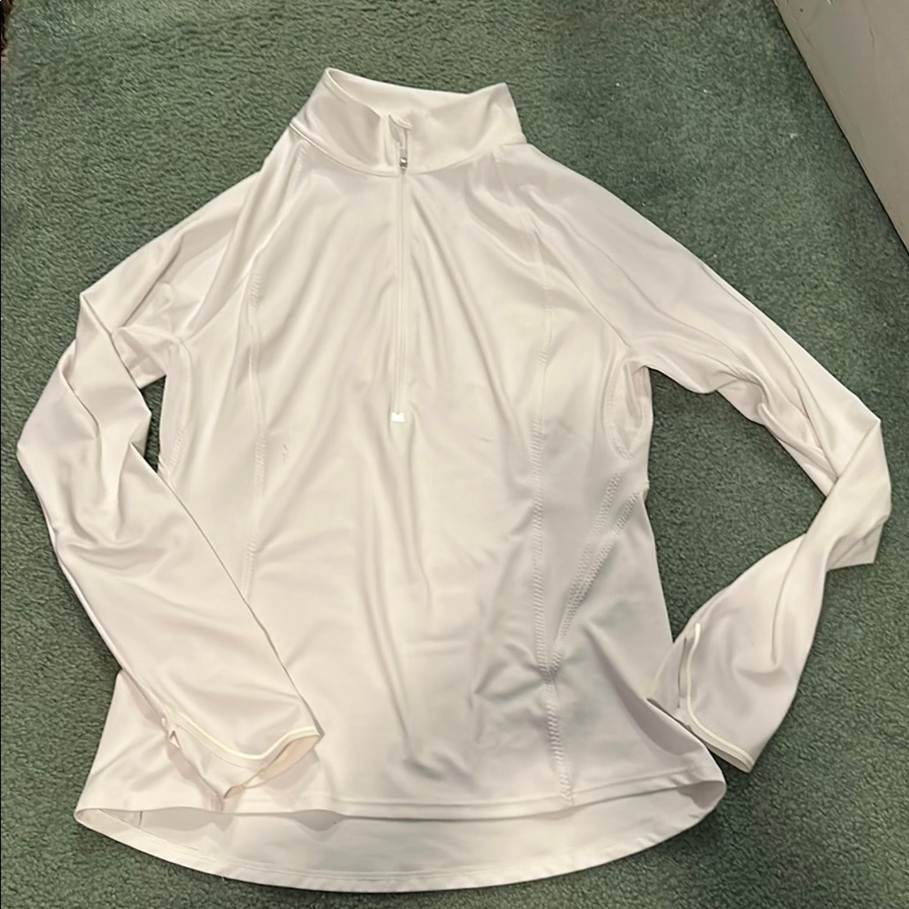 Athleta Women's White Long Sleeve Run Half Zip Top NWOT medium